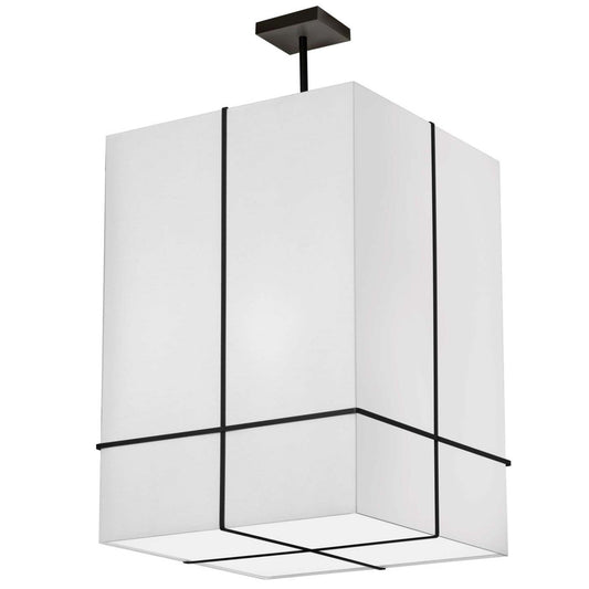 Dainolite Raquel 4 Light Incandescent Pendant Matte Black White Shade Lamp|Luminaire suspendu Raquel de Dainolite avec à abat-jour blanc, fini noir mat et 4 ampoules incandescentes