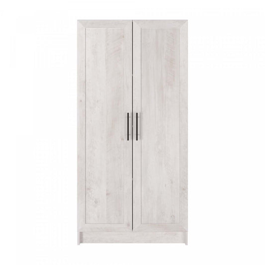 Armoire de rangement Elite Accent avec portes à panneaux et 3 tablettes - Blanc rustique |Armoire d'appoint de rangement Elite avec portes à panneaux et 3 tablettes - blanc rustique