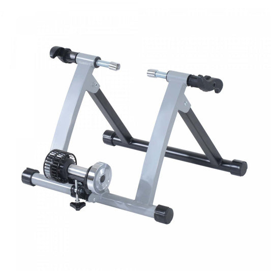 Soozier Support D'entrainement Intérieur Pliable, Support de Vélo Stationnaire pour Exercice, 26-28 &amp; 700c Wh|Soozier Support D'entrainement Magnétique pour Vélo d'Intérieur Pliable en Acier (argent)