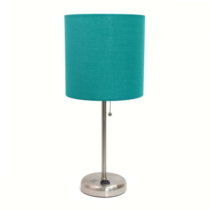 Limelights Stick Lamp with Charging Outlet And Fabric Shade Table Lamp|Lampe de table Limelights avec pied mince et prise de recharge|D219H25I