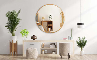 Arcus 24 X 24 Hand Crafted Round Mirror - Gold|Miroir rond Arcus 24 po x 24 po fabriqué à la main - doré