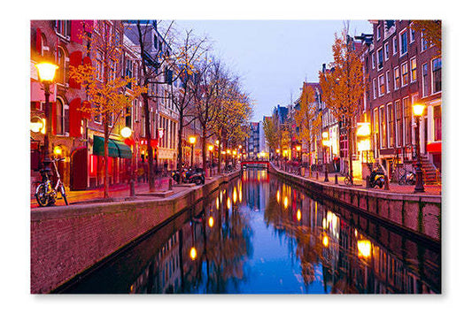 Vue d'Amsterdam aux Pays-Bas, cadre mural et panneau de tissu 28 x 42 po | Vue d'Amsterdam aux Pays-Bas 28 po x 42 po : Cadre d'art mural et panneau de tissu | D44GYF13