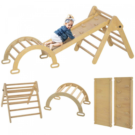 Qaba Ensemble Triangle 5 En 1, Jouets D'escalade Pour Tout-petits, Salle De Gym Pour Bébé Avec Échelle, Ram