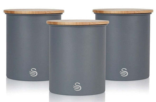 Salton Swan Nordic Grey Canisters - Set of 3|Boîtes grises Swan de style nordique - ensemble de 3