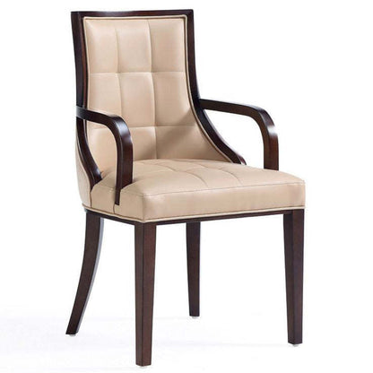 Manhattan Comfort Fifth Avenue Faux Leather Dining Chair - Tan &amp; Walnut|Chaise de salle à manger Fifth Avenue de Manhattan Comfort en similicuir - tan et noyer