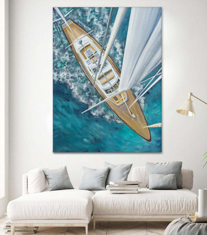 Œuvre d'art murale géante « Tour du monde à la voile » 72 x 54