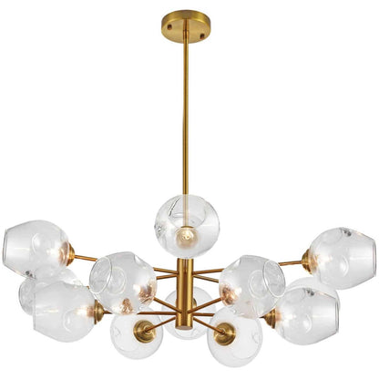 Dainolite Abii 12 Light Chandelier Vintage Bronze Finish Clear Glass Lamp|Lustre Abii de Dainolite en verre transparent, avec fini bronze rétro et 12 ampoules