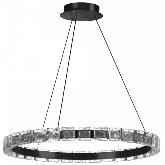 Lustre Dainolite Camila 28w LED Noir Mat Avec Lampe en Verre Cristal|Lustre Camila de Dainolite avec fini noir mat, cristal et ampoule à DEL de 28 W