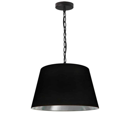 Dainolite Brynn 1 Light Pendant Small Black Finish Black/Silver Shade Lamp|Petit luminaire suspendu Brynn de Dainolite avec abat-jour noir et argenté, fini noir et 1 ampoule