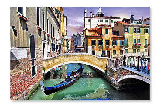 Cadre mural et panneau de tissu « Canaux vénitiens » 28 x 42 po | D44G7Z98