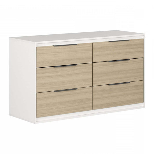 Commode Hourra 6 tiroirs - Soft Elm White|Commode Hourra à 6 tiroirs - orme naturel et blanche