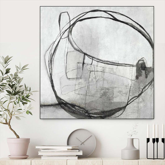 Lucent Sphere Canvas Framed Black 20x20 Wall Art|Œuvre d'art murale sur toile encadrée noire « Lucent Sphere » 20 x 20