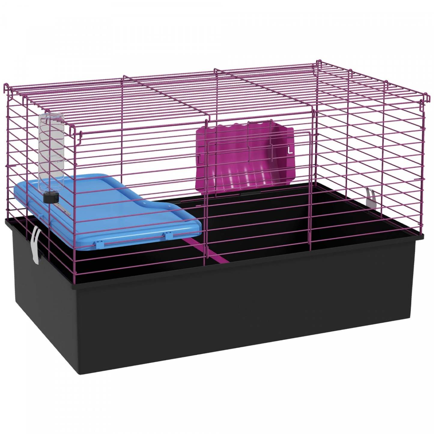 Pawhut 28 L Rabbit Cage, Large Guinea Pig Cage Small Animal Cage With Water Bottle, Food Dish, Plat|Pawhut Cage Pour Petits Animaux De 18.5, Cage Pour Cochon D'inde Avec Bouteille D'eau, Plat De Nour