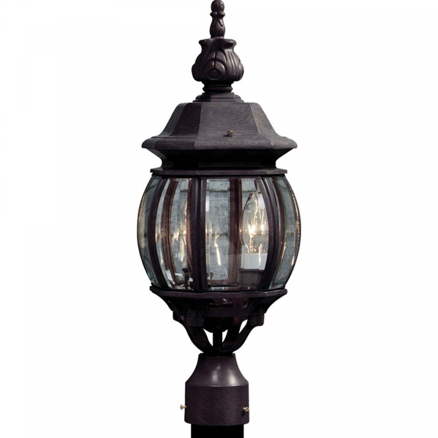 Poteau de lanterne noir à 3 lumières Classico I | Lampadaire Classico noir à 3 ampoules | D06HVNKZ