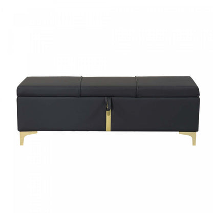 Nicole Ensemble De Chambre 2 Pièces Avec Lit Plateforme Tapissé Et Banc Coffre, Taille Queen, Noir