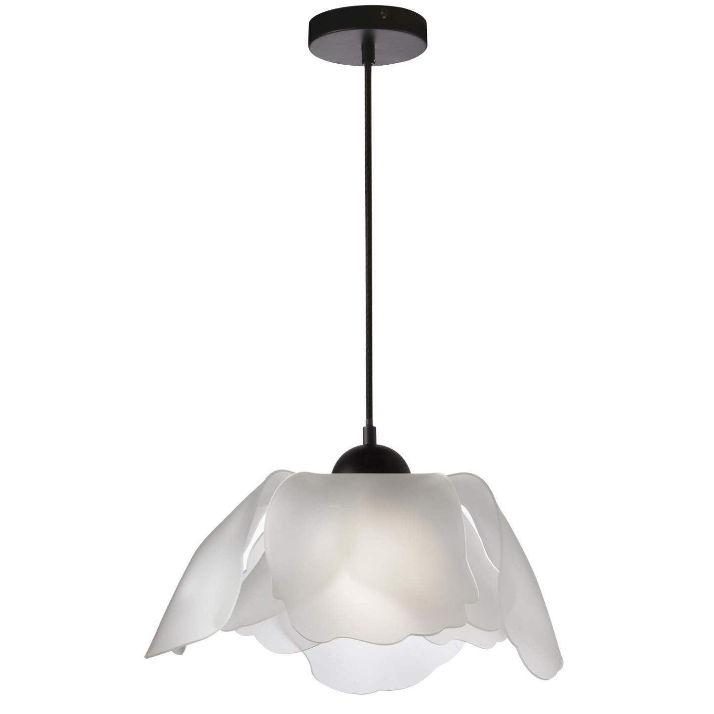 Dainolite Passion 1 Light Pendant Matte Black Frosted Acrylique Diffuseur Lampe|Luminaire suspendu Passion de Dainolite en acrylique noir givré qui diffuse la lumière, avec fini noir mat et 1 ampoule