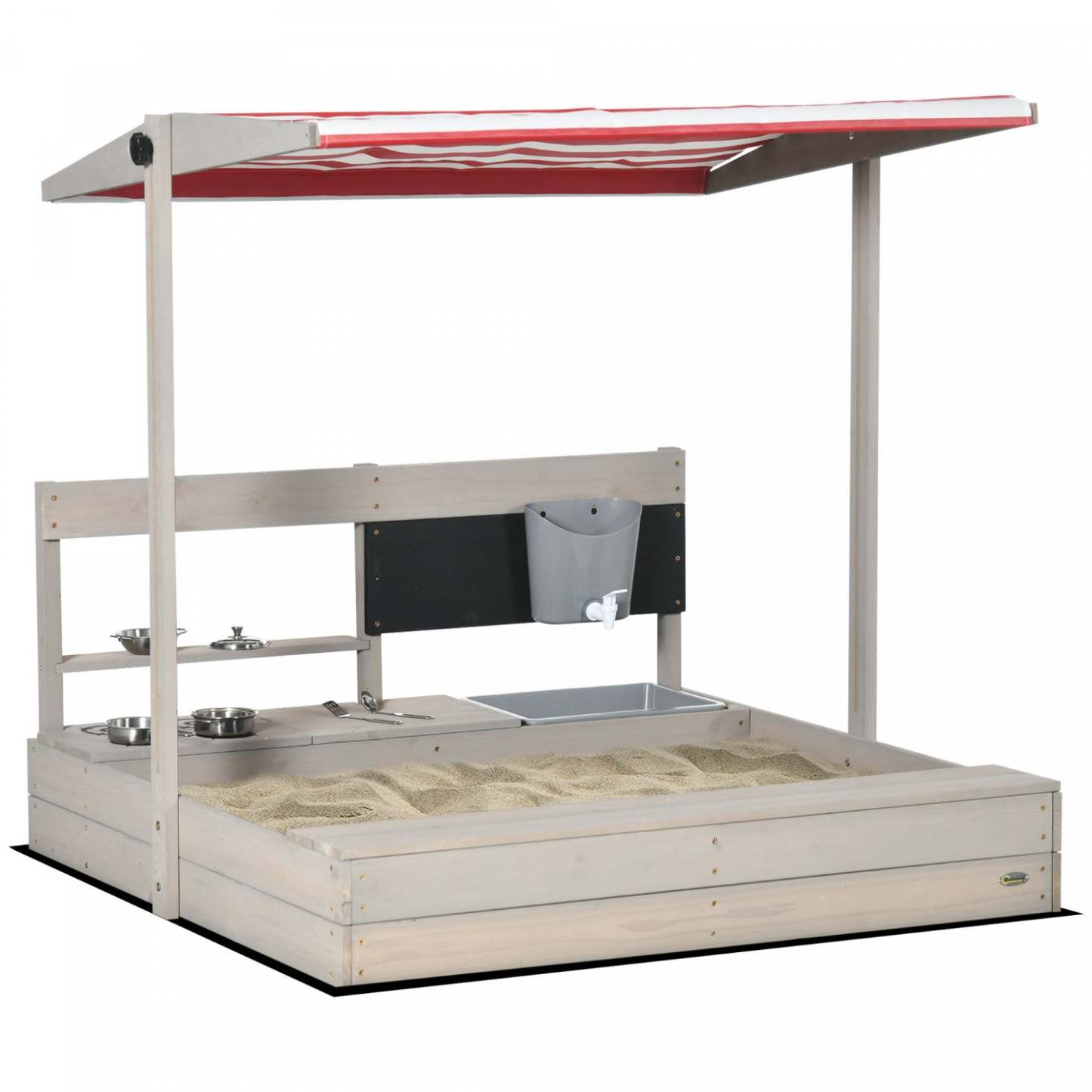 Bac à sable pour enfants avec couvercle, bac à sable en bois avec couvercle réglable, jouets de cuisine, siège, rangement, |Bac à sable pour enfants avec couvercle, bac à sable en bois avec couvercle réglable, jouets de cuisine, siège, rangement,