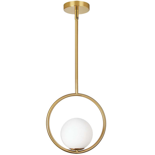 Dainolite Adrienna 10 1 Light Pendant Fini laiton vieilli Lampe en verre opale blanc|Luminaire suspendu Adrienna de Dainolite en verre opale blanc, avec fini laiton vieilli et 1 ampoule 10 po