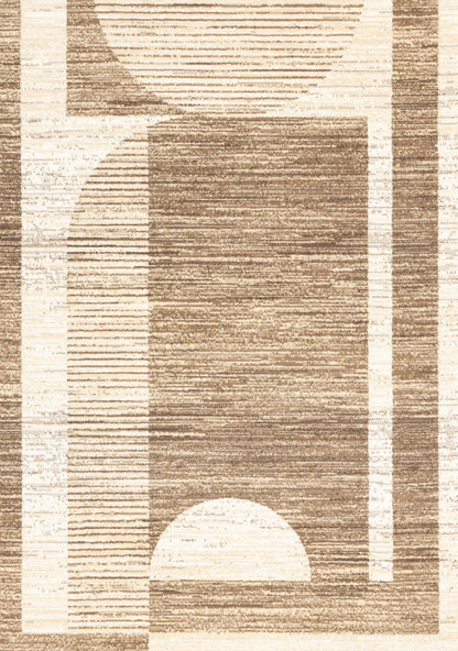 Forte Brown Beige Cream Abstract Geometric Design Area Rug - 5'3 x 7'5|Tapis Forte brun, beige et crème à motif géométrique abstrait - 5 pi 3 po x 7 pi 5 po
