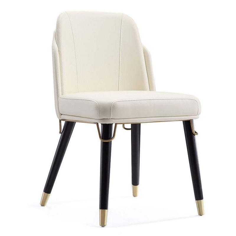 Manhattan Comfort Estelle Faux Leather Dining Chair - Cream &amp; Black|Chaise de salle à manger Estelle de Manhattan Comfort en similicuir - crème et noire