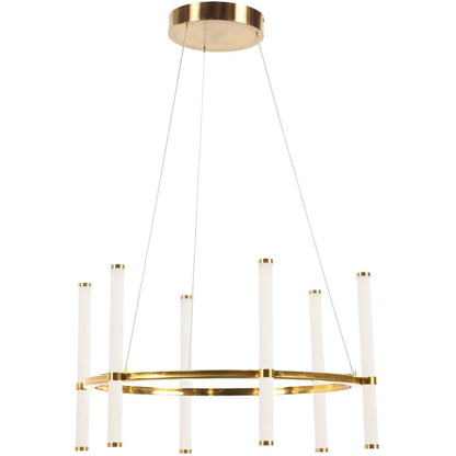 Dainolite Corvette Chandelier 36w Aged Brass White Acrylique Diffuseur Lampe|Lustre Corvette de Dainolite en acrylique blanc qui diffuse la lumière, avec fini laiton vieilli et ampoule de 36 W