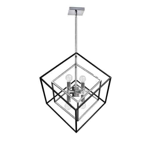 Dainolite Kappa 6 Light Pendant Polished Chrome/Matte Black Finish Lamp|Luminaire suspendu Kappa de Dainolite avec fini chromé poli et noir mat, et 6 ampoules