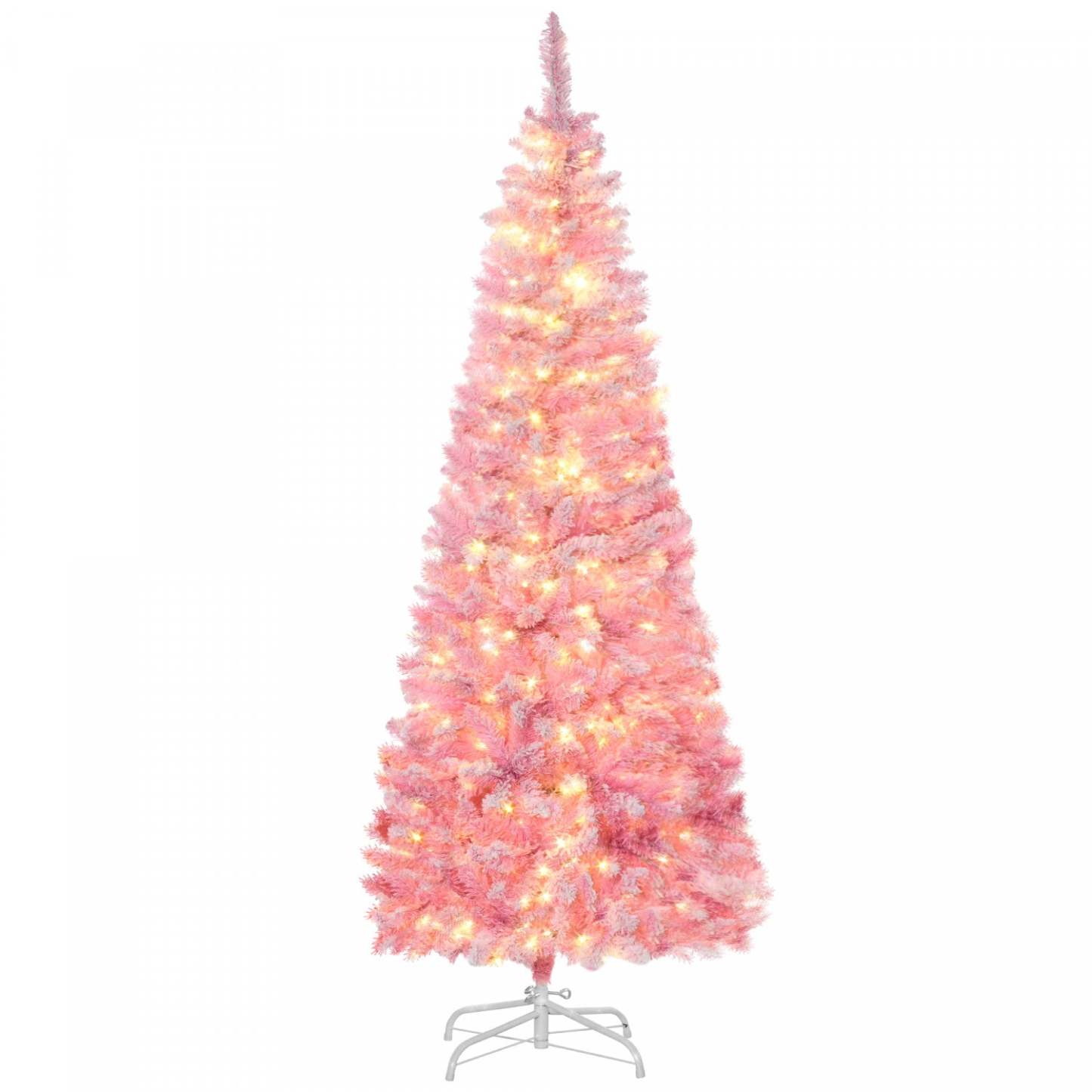 Homcom 6ft Snow Flocked Artificial Christmas Tree W/ Led Light|Homcom Arbre de Noël Artificiel Floconné de Neige de 6 Pieds