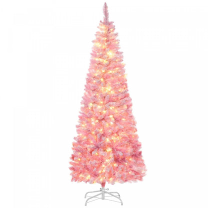 Homcom 6ft Snow Flocked Artificial Christmas Tree W/ Led Light|Homcom Arbre de Noël Artificiel Floconné de Neige de 6 Pieds