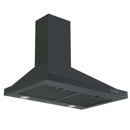 Hotte de cuisinière murale convertible Ancona 30 en acier inoxydable noir - AN-17-16BSS | Hotte de cuisinière murale convertible Ancona de 30 po de style pyramidal en acier inoxydable noir - AN-17-16BSS | D77GS72T