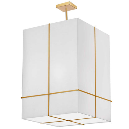 Dainolite Raquel 4 Light Incandescent Pendant Gold White Shade Lamp|Luminaire suspendu Raquel de Dainolite avec abat-jour blanc, fini doré et 4 ampoules incandescentes