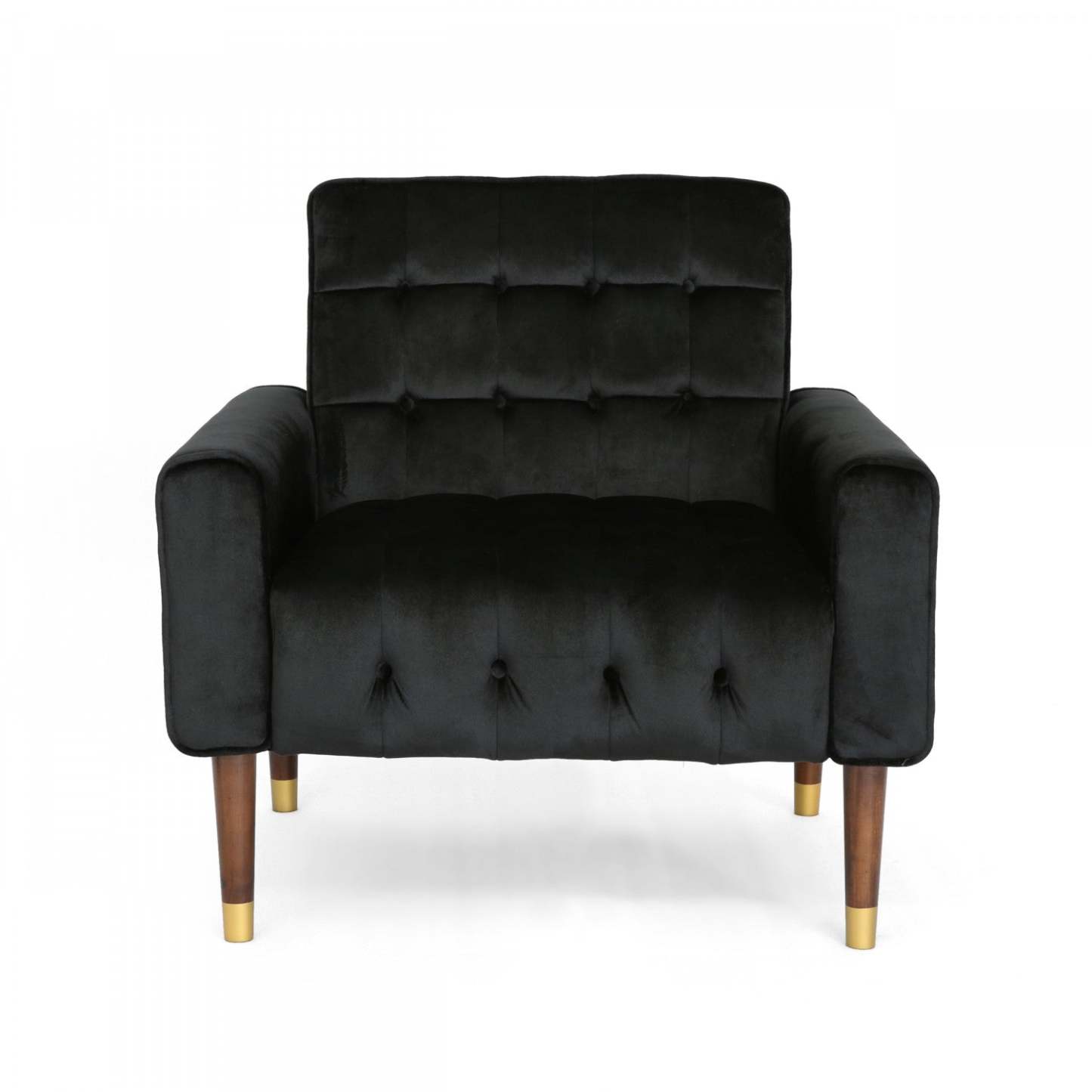 Fauteuil d'appoint moderne Lucas avec dossier capitonné, revêtement en polyester, fauteuil d'appoint noir | Lucas Fauteuil D'appoint Moderne Avec Dossier Capitonne, Revetement En Polyester, Noir