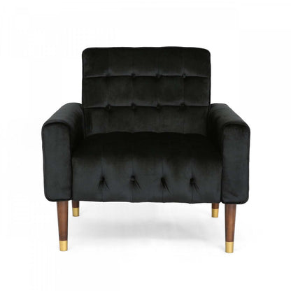 Fauteuil d'appoint moderne Lucas avec dossier capitonné, revêtement en polyester, fauteuil d'appoint noir | Lucas Fauteuil D'appoint Moderne Avec Dossier Capitonne, Revetement En Polyester, Noir