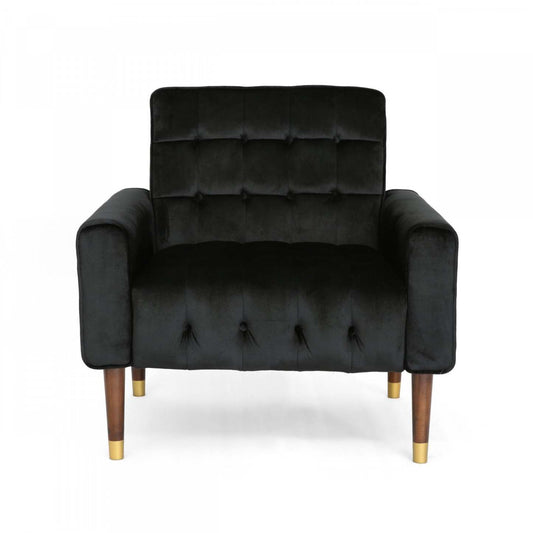 Fauteuil d'appoint moderne Lucas avec dossier capitonné, revêtement en polyester, fauteuil d'appoint noir | Lucas Fauteuil D'appoint Moderne Avec Dossier Capitonne, Revetement En Polyester, Noir