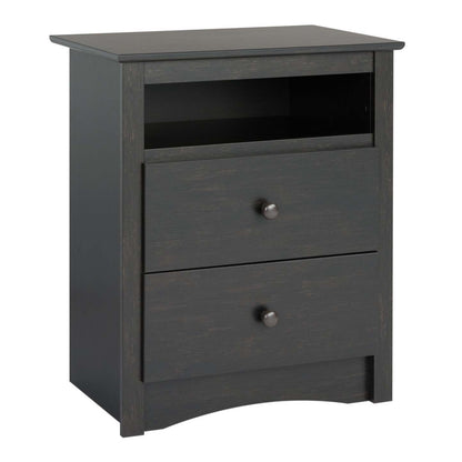 Jade 2-Drawer Nightstand - Washed Black|Table de nuit Jade à 2 tiroirs - noir délavé