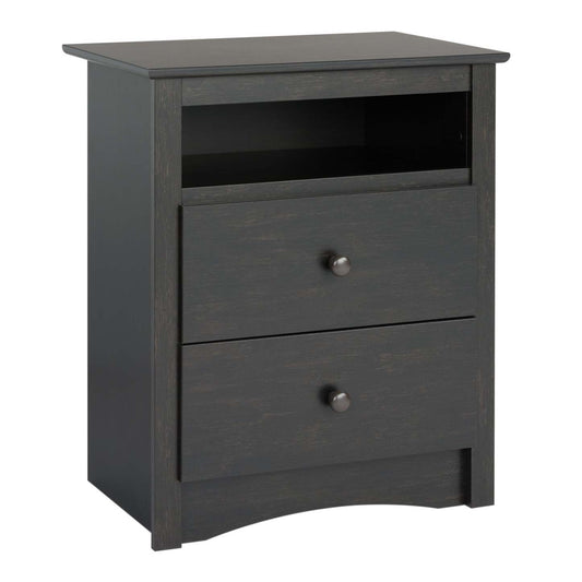 Jade 2-Drawer Nightstand - Washed Black|Table de nuit Jade à 2 tiroirs - noir délavé