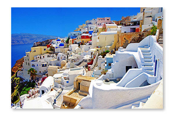 Amazing Romantic Santorini Island, Greece 28x42 Wall Art Frame And Fabric Panel| Amazing Romantic Santorini Island, Greece 28 po x 42 po : Cadre d'art mural et panneau de tissu|D44GEL7Q