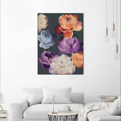 Œuvre d’art murale sur toile encadrée noire « November Blooms » 24 x 32
