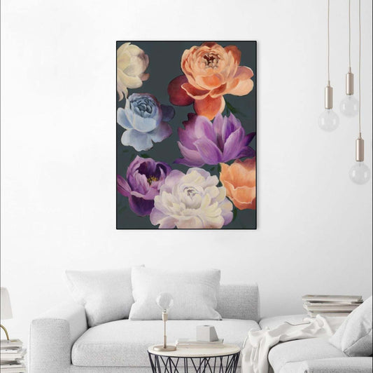 Œuvre d’art murale sur toile encadrée noire « November Blooms » 24 x 32