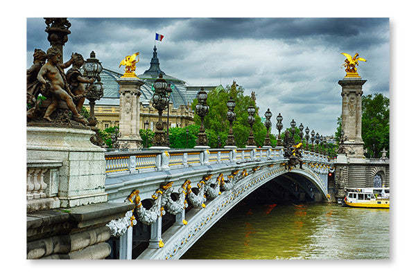 Le magnifique pont d'Alexandre III à Paris : cadre mural et panneau en tissu 24 x 36 po | D44GO01L
