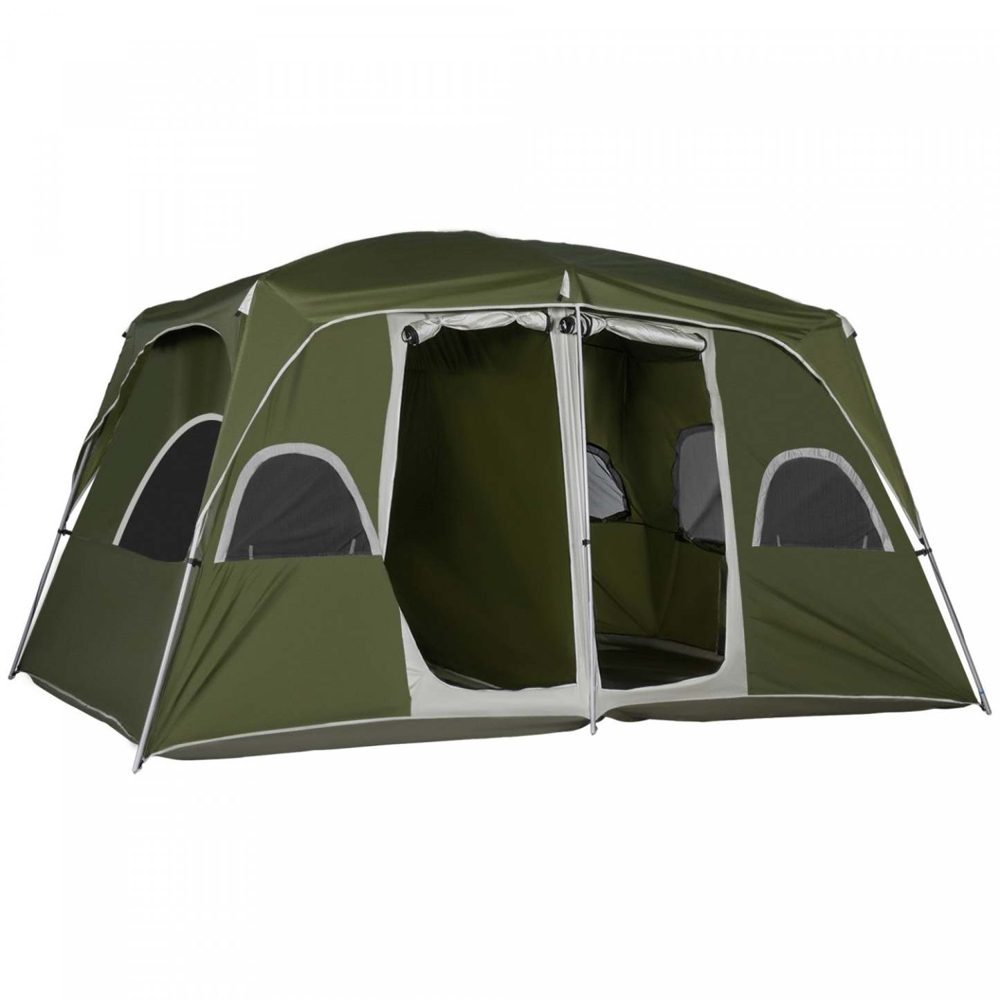Outsunny Camping Tent Tente Familiale 4-8 Personnes Avec 2 Chambres Et Fenêtres En Maille|Outsunny Tente De Camping 4-8 Personnes Avec 2 Chambres Et Fenêtres En Maille