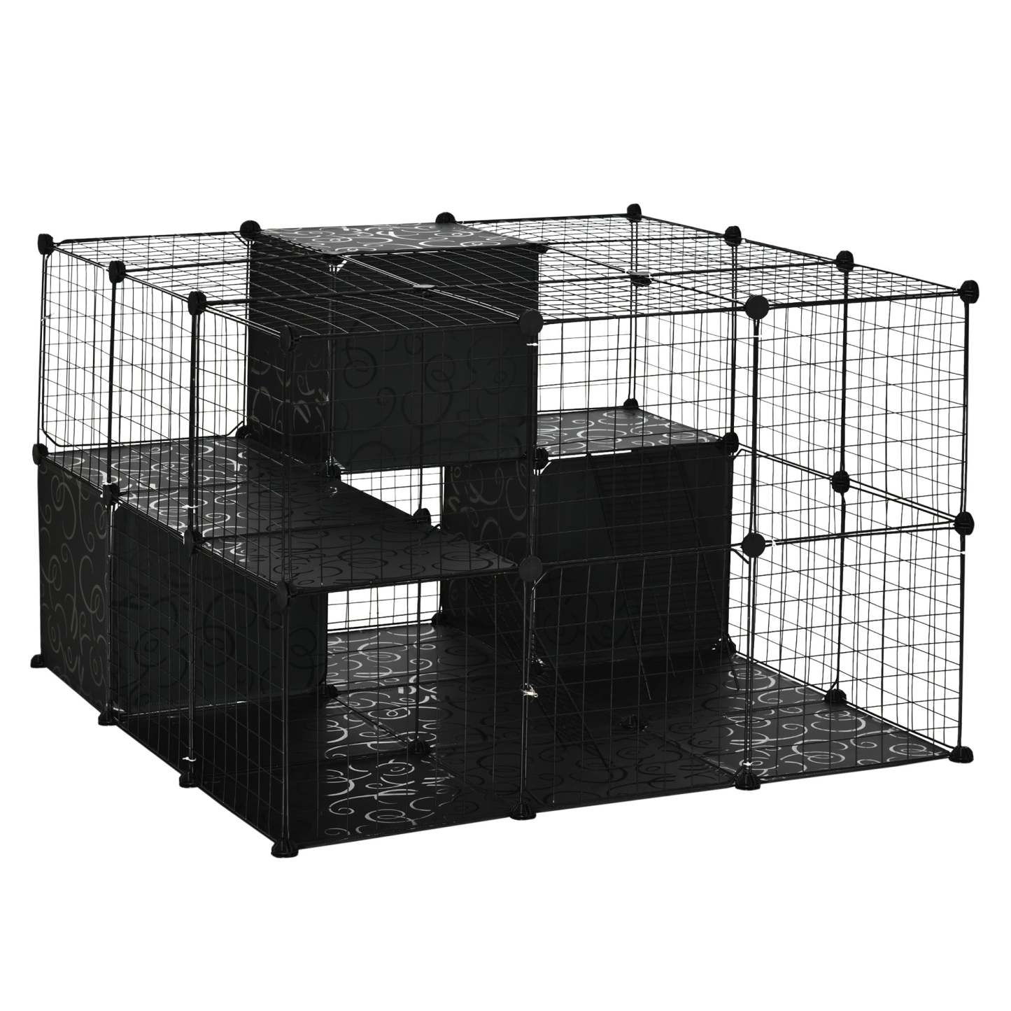 Pawhut Cage Pour Petits Animaux, Cage De Lapin Avec Porte, Parc Pour Cobaye, Clôture Pour Petit Animal Pour Lapin, Ch|Pawhut Cage Pour Petits Animaux, 56 Panneaux Cage De Lapin Pour Chiots Avec Tapis Antiderapants, Ram
