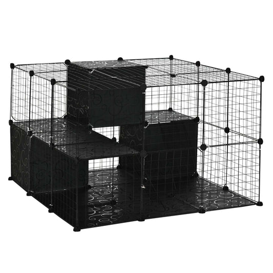Pawhut Cage Pour Petits Animaux, Cage De Lapin Avec Porte, Parc Pour Cobaye, Clôture Pour Petit Animal Pour Lapin, Ch|Pawhut Cage Pour Petits Animaux, 56 Panneaux Cage De Lapin Pour Chiots Avec Tapis Antiderapants, Ram