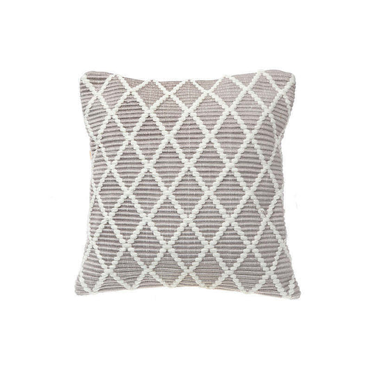 Ribbed Diamond Cushion Taupe - Set de 2|Coussin tricoté taupe à motif de diamants - ensemble de 2