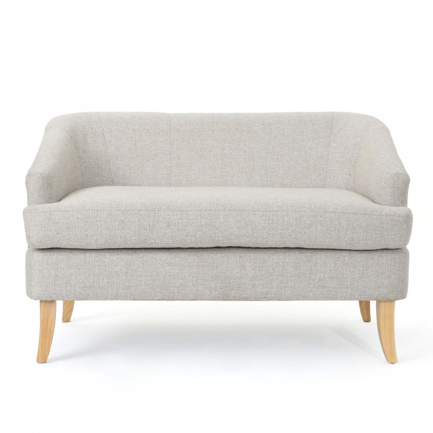 Zona Linen-look Fabric Loveseat With Flared Wood Legs - Beige | Causeuse Zona En Tissu aspect lin Avec Pattes Évasées En Bois - Beige