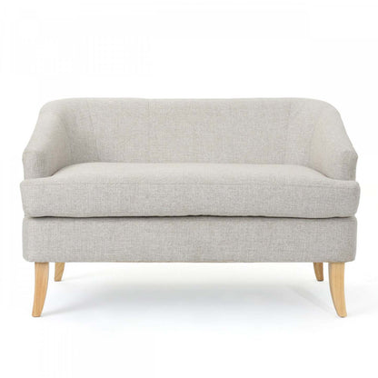 Zona Linen-look Fabric Loveseat With Flared Wood Legs - Beige | Causeuse Zona En Tissu aspect lin Avec Pattes Évasées En Bois - Beige