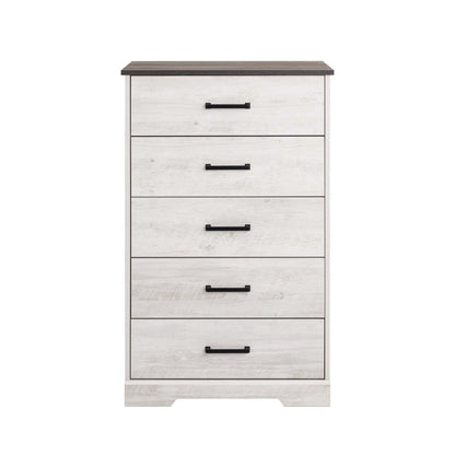 Prepac Rustic Ridge 27.5 5-Drawer Chest - Washed White|Commode verticale Rustic Ridge de Prepac de 27,5 po à 5 tiroirs - blanc délavé