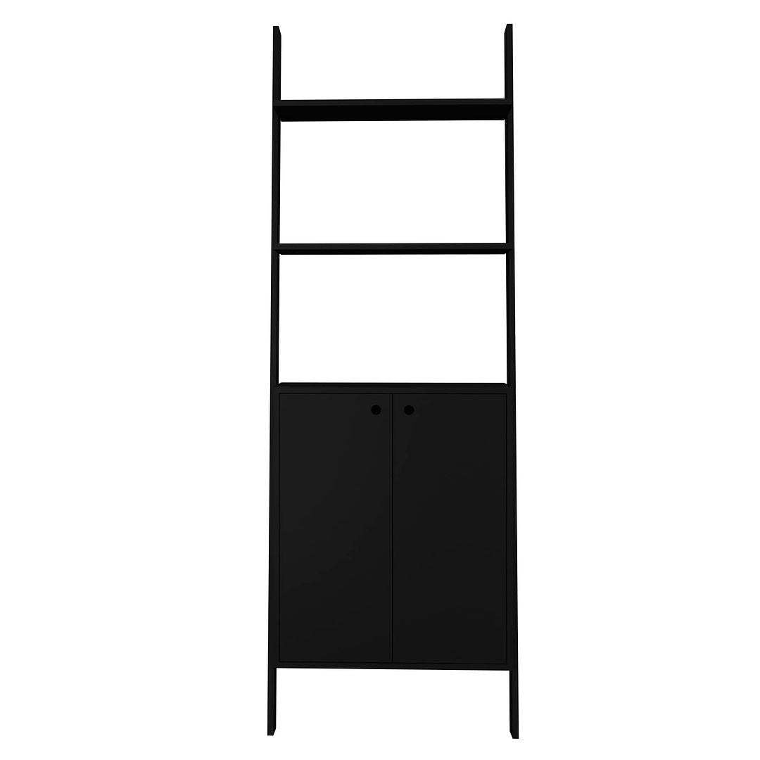 Manhattan Comfort Cooper Ladder Display Accent Cabinet with 2 Floating Shelves - Black|Armoire décorative Cooper de Manhattan Comfort de style échelle avec 2 tablettes flottantes - noire