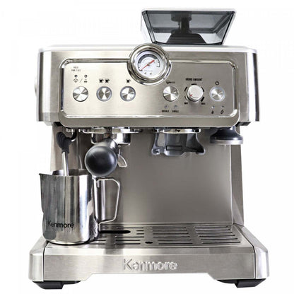 Kenmore Espresso Machine Stainless Steel Manual Tamp Coffee Maker - KKCMEMT|Machine à espresso Kenmore avec presse-mouture manuelle, acier inoxydable - KKCMEMT