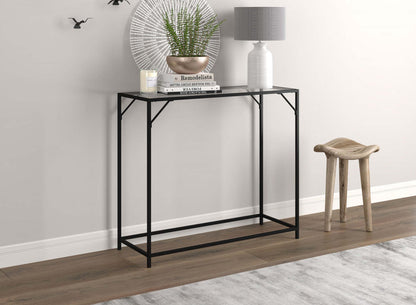 Console moderne de 31 po avec verre trempé et métal noir