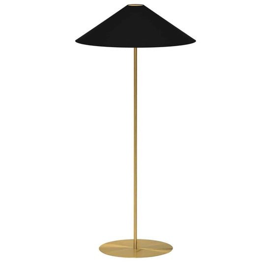 Dainolite Maine 1 Light Lampadaire Aged Brass Black/Gold Tapered Shade|Lampe à pied Maine de Dainolite avec abat-jour effilé noir et doré, fini laiton vieilli et 1 ampoule